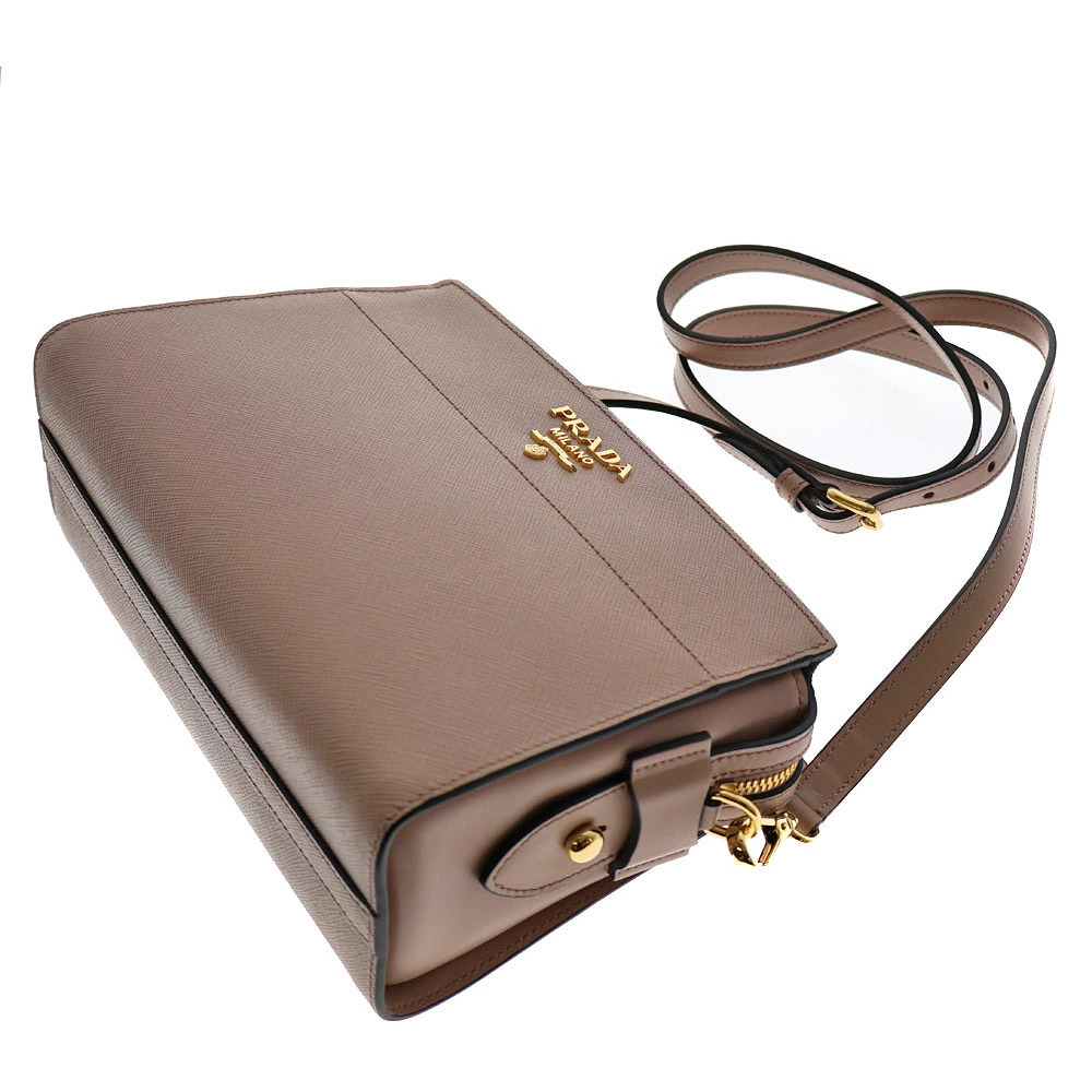 Prada City leather bag Pink Calf shoulder Saffiano Esplanade